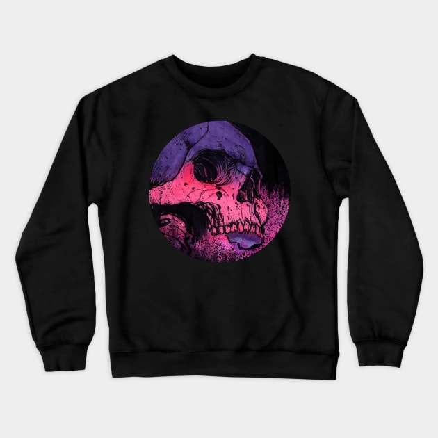 Icon Disc Purple Fade Skull Crewneck Sweatshirt by Matt Heath